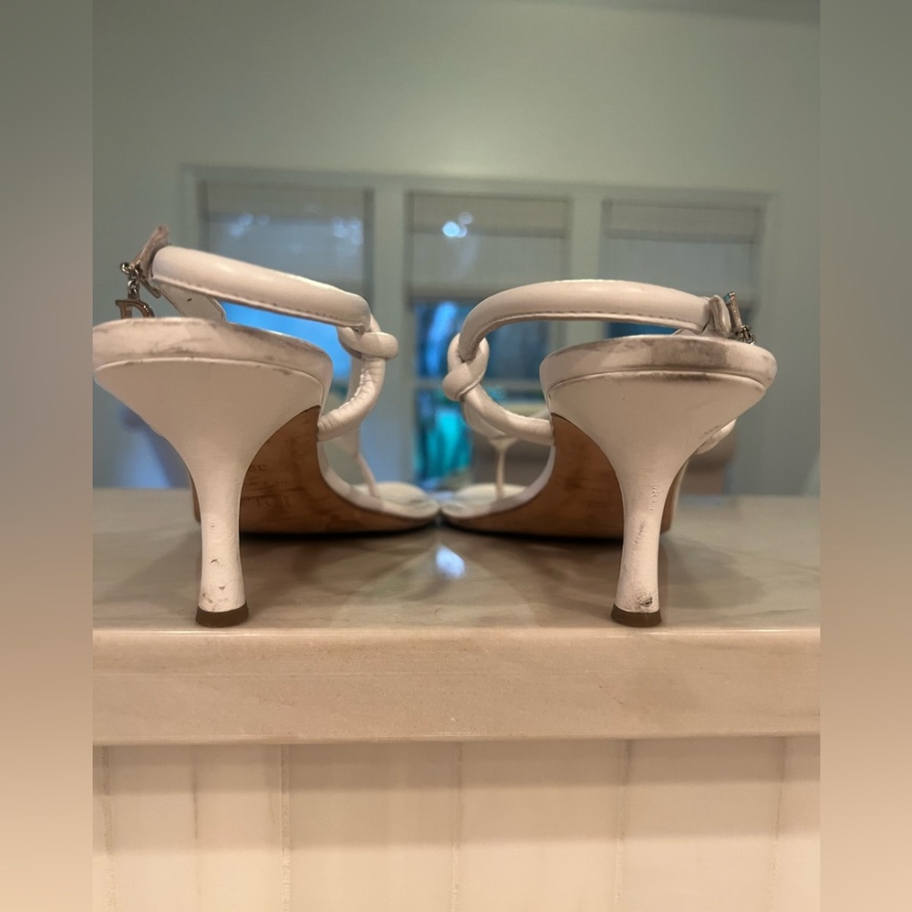 Dior White Heels with Slingback Kitten Heel - Picture 5 of 6